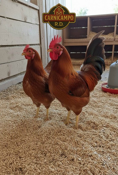 Pollos criollos machos y hembras